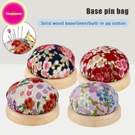 Cheesenm Vintage Embroidery Pin Cushions Half Round Pin Pad With Wooden Base Needle Holder For DIY C