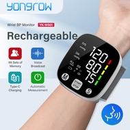 Hot sellmierlvxu3059 Yongrow Rechargeable Wrist Blood Pressure Monitor Digital 2 x 99 Memory Storage Measurement BP Machine Heart Rate Pulse Monitor with Voice Function Large LED