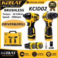 KEELAT KCID02 2 IN 1 COMBO Drill Impact Driver Brushless Cordless Drill Set Heavy Duty Drill Impact 