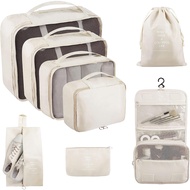 8pcs Travel Storage Bags,ชุดจัดกระเป๋าเดินทาง,กระเป๋ารองเท้าบีบอัด,กระเป๋าชุดชั้นใน,ชุดอุปกรณ์อาบน้ำ
