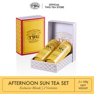 TWG Tea | Afternoon Sun Tea Set in Modern Tea Tin Gift Box - Golden Earl Grey Geisha Blossom Tea (2 
