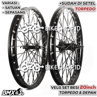 20 Inch BMX Bike Rim Set Black Iron 10G Spokes Jumbo Torpedo Hub + Front Ready to Use| High Quality