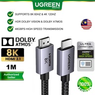 UGREEN HDMI To HDMI 2.1 Cable 8K 60Hz 4K 120Hz 48Gbps HDR Dolby Vision eARC Dolby Atmos Braided Laptop Monitor Projector