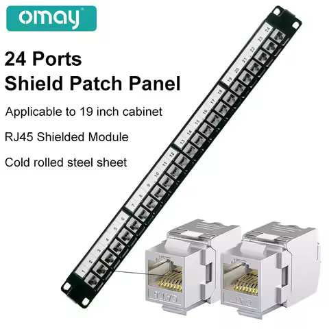 RJ45 Shielded Module 24 Port Patch Panel Tool-Free Rackmount Wall Mount CAT6/CAT6A/CAT7/CAT8 STP Key