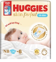 Tã dán lọt lòng Huggies NB70+6 miếng Skin Perfect mới (dưới 5kg)