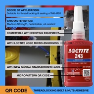🔥GENUINE FOR ASIA MARKET🔥50ml 243 BLUE  Bolt Nut Thread Seal Screw Glue Adhesive Lock Loctite Rim Au