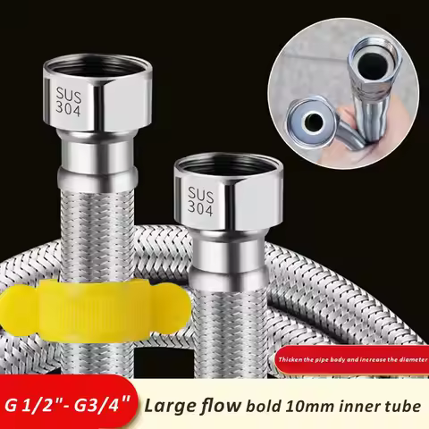 G1/2"-G3/4" SUS304 Water Inlet Hose Faucet 20cm-200cm Hose Water Heater Pipe Toilet Connection Kitch