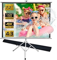 TRMESIA Projector Screen with Stand 72inch, Portable and Foldable Tripod Projection Screen 4:3 Format Wrinkle-Free Polyester Fabric and Strong Alloy Video Screen with Carry Bag for Outdoor/Indoor