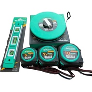 Combo of 5 measuring tape rolls, GF tape measure with 1 30m tape measure + 1 nivo 200mm level ruler 