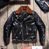 อิตาเลี่ยน J24 สไตล์ผู้ชาย Vintage Biker เสื้อแจ็คเก็ตหนัง 1.4 มม. Tea Core Cowhide Fade รุ่นแฟชั่น 