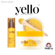 ⊙YELLO OTMS & SNOWMERIC SERUM (OATMEAL TURMERIC MASK&SCRUB HYDRA-BOOST BRIGHTENING SERUM)