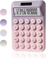Large Button Calculator, Cute Gradient Desktop Calculator, 12 Digits, Large LCD Display, Dual Power 