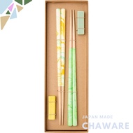Dishwasher-Safe Natural Wood Couple's Chopstick Set with Holder - 22.5cm to 23cm - Multiple Designs 