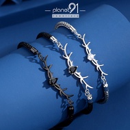 Always Together Deer Horn 925 Silver Splice Hand woven Rope Fade resistant Christmas Xmas Couple Bracelet Gift Idea