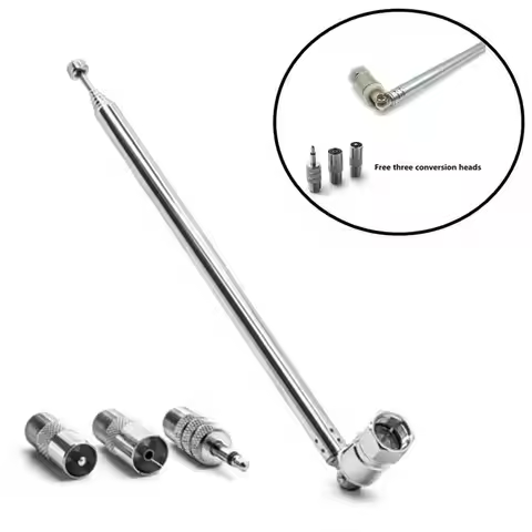 FM Radio Antenna 1 Set FM Telescopic Antenna 75 Ohm F Type Male Plug Connector Adapter Table Top Rad