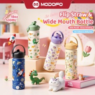 MODOFO 18oz Kids Tumbler Kids Thermos Water Bottle Thermos Flask Stainless Steel Cute Cartoon Water 