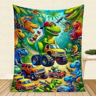 Cartoon Cartoon Dinosaur Digital Printed Blanket Home Travel Blanket Thickened Flannel Blanket Soft 