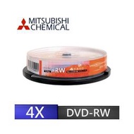 三菱 光碟燒錄片 4.7GB 4X DVD-RW 燒錄片 (10片布丁桶裝)