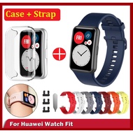 Huawei Watch Fit Strap+case Huawei watch fit new , Huawei watch fit elegant Soft silicone Sports Huawei FIt Strap soft Full Covered TPU Plated Huawei Watch Fit Case