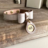 HOWLL寵物吊牌-黃銅皮革吊牌_白蠟皮革粉紫