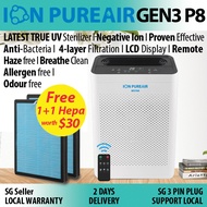 [SG SELLER]Air Purifier ION PUREAIR GEN3 P8(UV) True UV Light Sterilizer/Largest Air Inlet/ LCD Disp