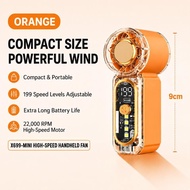 FL [199 Speed] 9cm Robotic Mini Handheld Fan Colorful Portable Rechargeable Fan 199 Speed Levels Str