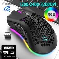 Ksnake Rechargeable USB 2.4G Wireless RGB Light Honeycomb Gaming Mouse for Desktop PC Computers Lapt