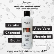 Awday SUPER KERATIN 3in1 Shampoo Serum 250ML shampoo pelurus rambut sampo pelurus rambut shampo awda