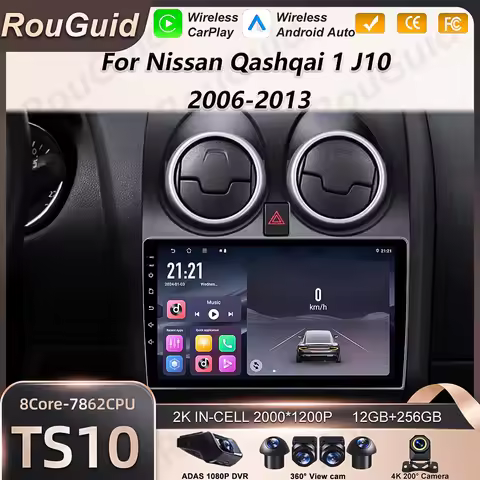 Android 16 Auto Car Radio For Nissan Qashqai 1 J10 2006-2013 Carplay Navigation Video Multimedia Pla