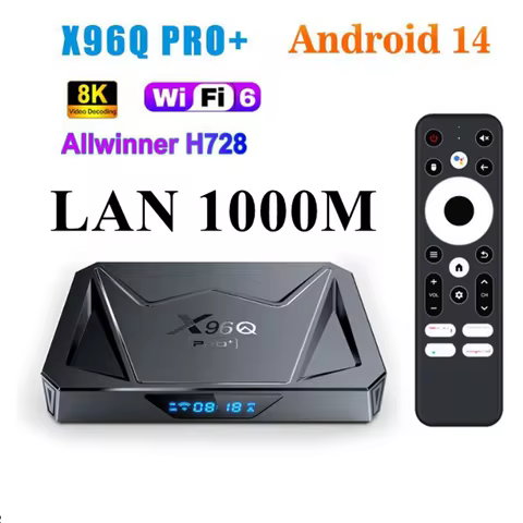 X96Q PRO+ Android 14 TV BOX 4GB 64GB Allwinner H728 Octa Core 8K Gigabit Ethernet Wifi 6 BT HD Smart