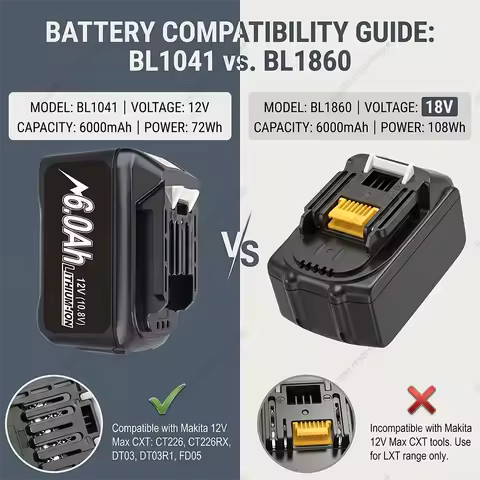 for Makita 12V 6Ah Lithium Rechargeable Battery Pack BL1021B BL1041B BL1016 Cordless Drill Power Too