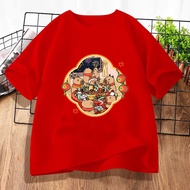 100cm-5XL  2026 Chinese New Year Capybara T-shirt Unisex 100% Cotton Cute  Round Neck Top COD