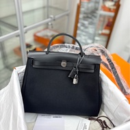 【全新閒置】Hermes 黑銀Herbag31子母 B刻 手提包 單肩包