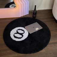 60/80cm Black 8 Ball Rug Bedroom Cashmere Round Carpet Minimalist Tufted Custom 8 Ball Rug–Black Bil