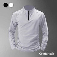 Local Delivery Unisex Lightweight Baju Sukan Running Compression Gym Shirt Quick Dry Stand Collar Lo