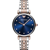 พร้อมสต็อก ！Original Women Ladies Emporio Armani Blue Dial Silver Steel Watch AR11091 AR11092 32mm