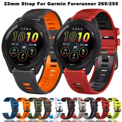 22mm Silicon Smartwatch Strap For Garmin Forerunner 265 Replacement Belt For Forerunner 255 Music Vi