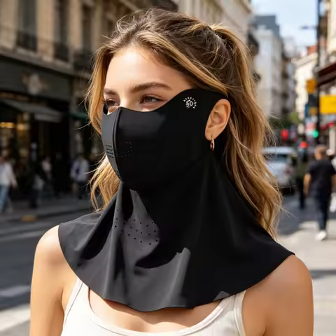 Summer Full Face Sunscreen Mask for Women, Hyaluronic Acid Moisturizing UV Protection Face Mask, UPF