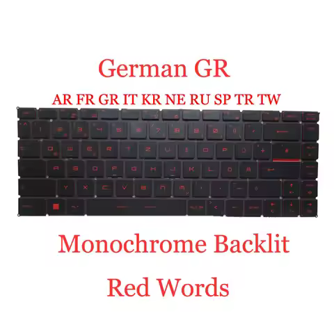 Backlit FR GR RU SP Keyboard Red Words For MSI GF63 Thin 10UC 10UD 10SC 10SCXR 10SCSR 11UC 11UD 11SC