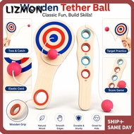 LIZMON Tether Ball Paddle, Wood Elastic Cord Elastic Skill Ball, Gifts Tethered Ball Target Pattern 