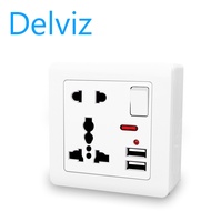 Delviz(international brand)(UK/EU/US socket) universal wall power socket 13A with switch control USB