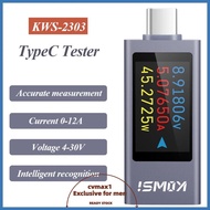 CYMX Power Meter Tester, Type-C KWS-2303C Current and Voltage Monitor,  LCD Display Battery Capacity