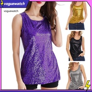 VOG* Women's Sequinned Top - Solid Color, Sparkly, Ideal for Parties & Shows