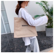 N60 READY STOCK MYFOOYIN woman jute bag handbag shoulder tote bag N60