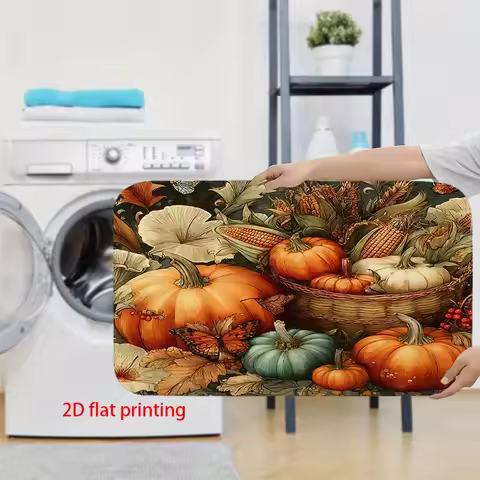 4pcs 2D flat printing Hower Curtain Shower Curtain Set Autumn Harvest with Pumpkins and Corn. High Q