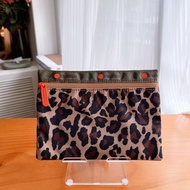 日本 Lesportsac X MUVEIL TRAVEL 啡色豹紋帆布 長方 收納袋