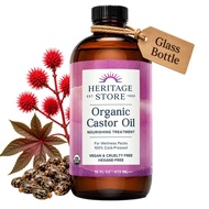 HERITAGE STORE Organic Castor Oil, Cold Pressed Hexane Free, 16 fl oz JHIW