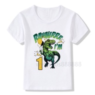 Summer New Fashion Shirts Short Sleeve Kids Cartoon Dinosaur Number 1-9 Birthday Kids T Shirt Boys G