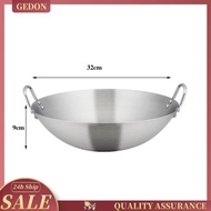 [Gedon] Steel Saute Pan Handle Multifunction Easy to Clean Thickened Wok Cooking Pot Chinese Pan for Household Scrambled Eggs BBQ