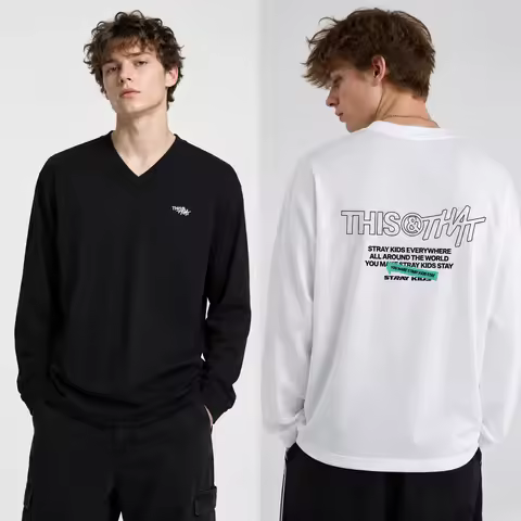 2026 Summer New STRAYKIDS RUN IT Concert Merch T-Shirt | THIS&THAT V-Neck Long Sleeve Cosplay Top Un